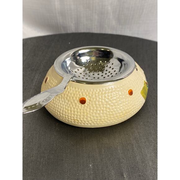 VTG 70s Bermuda Souvenir Tea Bag Holder Strainer 3.5 in beige green blue GC L#2 - Picture 4 of 10